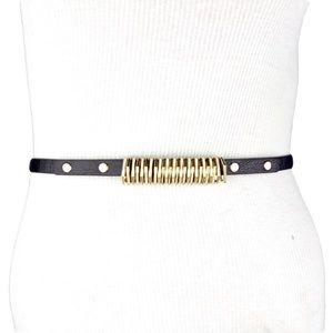 BCBGENERATION WAIST BELT GOLD TONED BLACK SKINNY